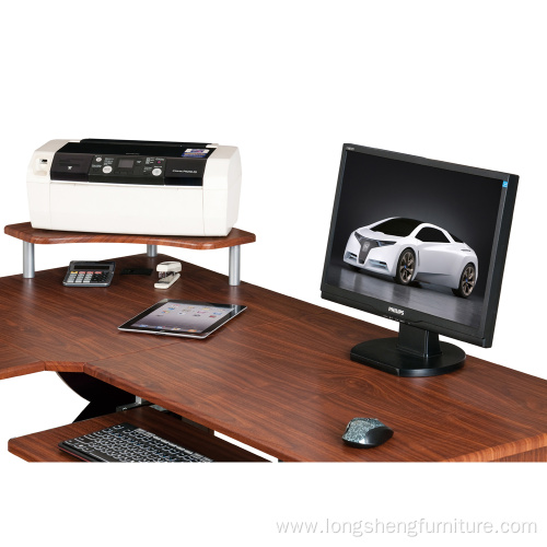 L shape office furniture computer desk with metal